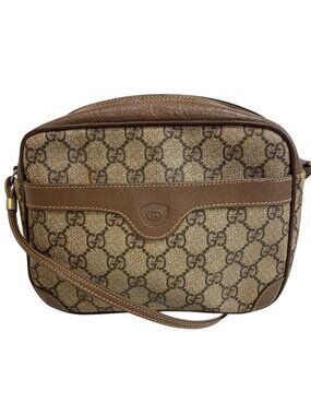 Gucci Vintage Pochette GG Pattern Shoulder Bag Brown